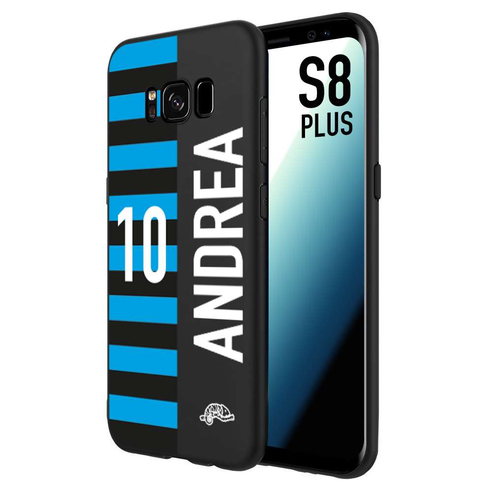 CUSTOMIZZA - Custodia cover nera morbida in tpu compatibile per Samsung S8 PLUS personalizzata calcio football nome e numero calciatori nerazzurra