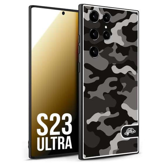 CUSTOMIZZA - Custodia cover nera morbida in tpu compatibile per Samsung S23 ULTRA camouflage mimetico militare nero black grigio