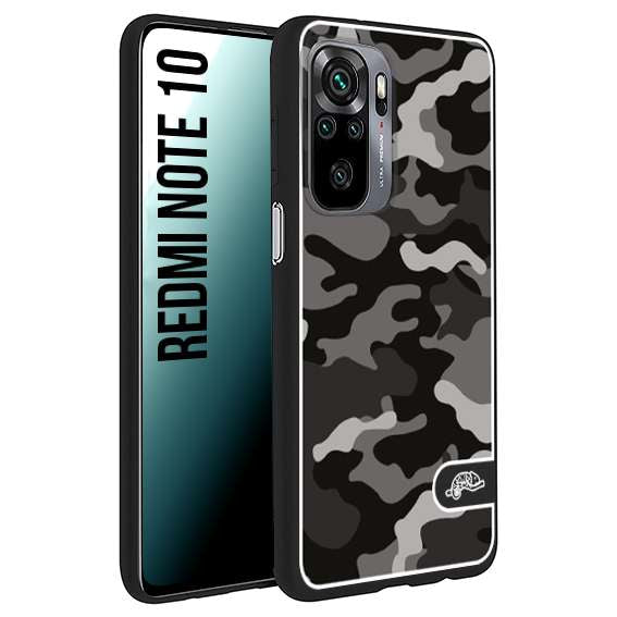 CUSTOMIZZA - Custodia cover nera morbida in tpu compatibile per Xiaomi Redmi Note 10 camouflage mimetico militare nero black grigio