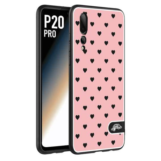 CUSTOMIZZA - Custodia cover nera morbida in tpu compatibile per Huawei P20 PRO cuori pois rosa donna pin up vintage