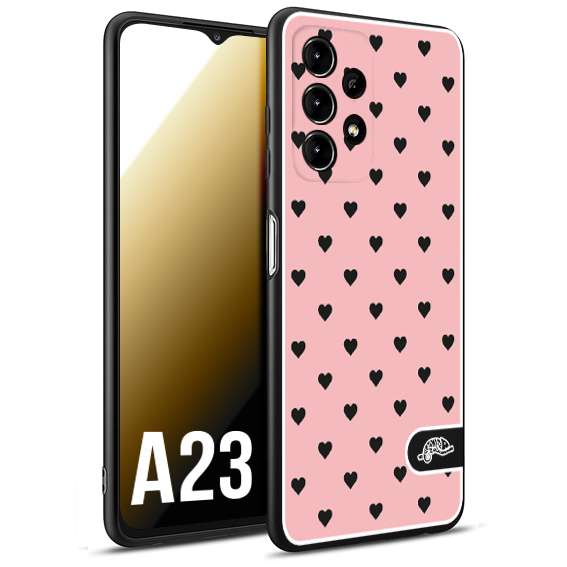 CUSTOMIZZA - Custodia cover nera morbida in tpu compatibile per Samsung A23 cuori pois rosa donna pin up vintage