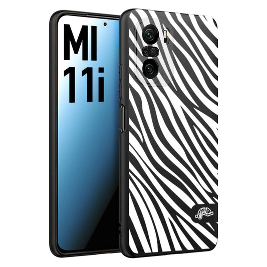 CUSTOMIZZA - Custodia cover nera morbida in tpu compatibile per Xiaomi Mi 11i zebrata maculata a rilievo soft touch donna bianca