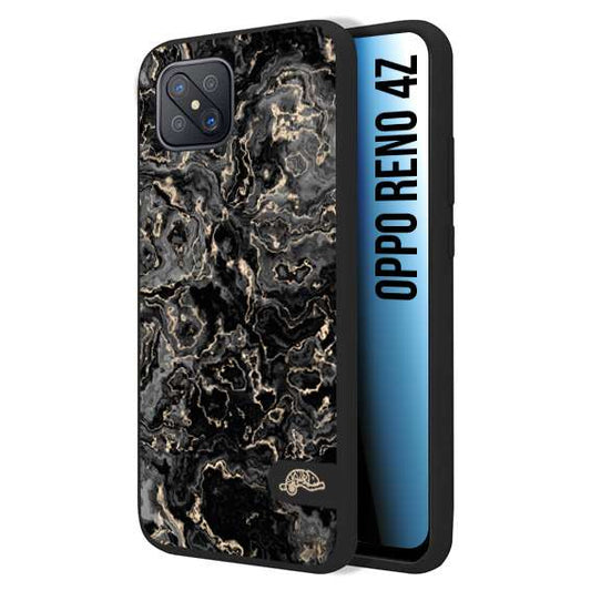 CUSTOMIZZA - Custodia cover nera morbida in tpu compatibile per Oppo Reno 4Z effetto marmo marble nero black venature dorato pietra