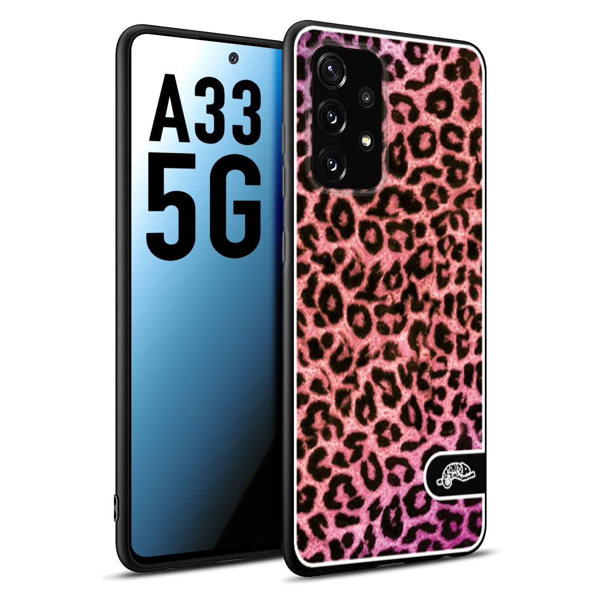 CUSTOMIZZA - Custodia cover nera morbida in tpu compatibile per Samsung A33 5G leopardato maculato donna rosa leopard