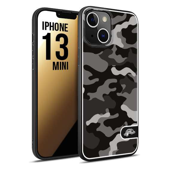 CUSTOMIZZA - Custodia cover nera morbida in tpu compatibile per iPhone 13 MINI camouflage mimetico militare nero black grigio