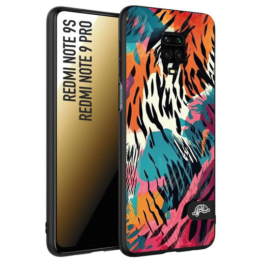 CUSTOMIZZA - Custodia cover nera morbida in tpu compatibile per Xiaomi Redmi Note 9S - Note 9 PRO leopardato maculato tigrato tiger colorata summer color