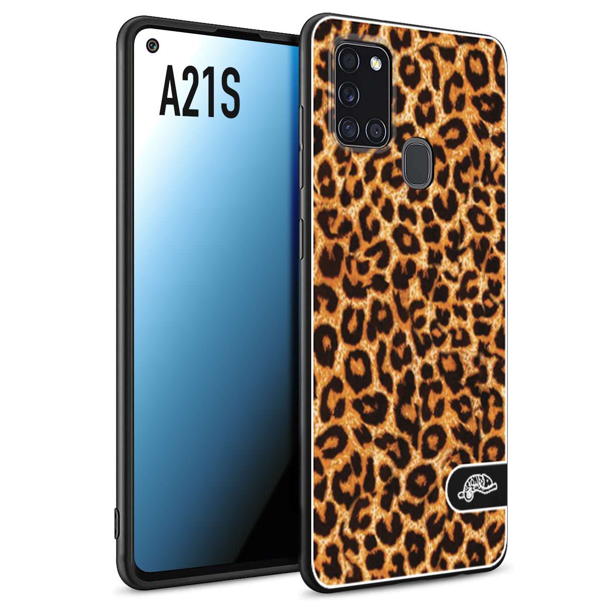 CUSTOMIZZA - Custodia cover nera morbida in tpu compatibile per Samsung A21S leopardato maculato donna marrone leopard brown