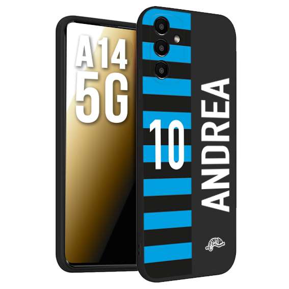 CUSTOMIZZA - Custodia cover nera morbida in tpu compatibile per Samsung A14 5G personalizzata calcio football nome e numero calciatori nerazzurra