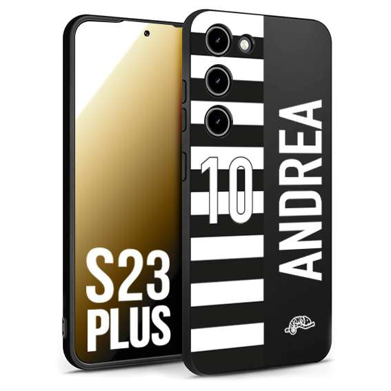 CUSTOMIZZA - Custodia cover nera morbida in tpu compatibile per Samsung S23 PLUS personalizzata calcio football nome e numero calciatori bianconera