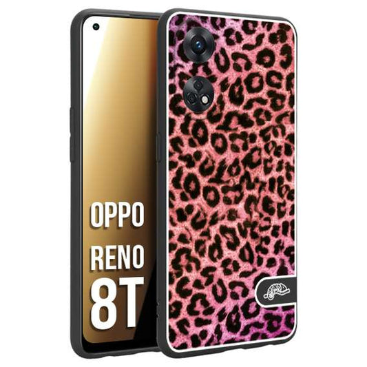 CUSTOMIZZA - Custodia cover nera morbida in tpu compatibile per Oppo Reno 8T leopardato maculato donna rosa leopard