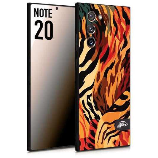 CUSTOMIZZA - Custodia cover nera morbida in tpu compatibile per Samsung NOTE 20 leopardato maculato tigrato tiger colorata gialla rossa arancio