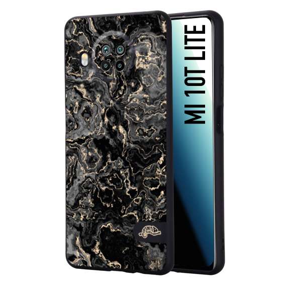 CUSTOMIZZA - Custodia cover nera morbida in tpu compatibile per Xiaomi Mi 10T LITE effetto marmo marble nero black venature dorato pietra