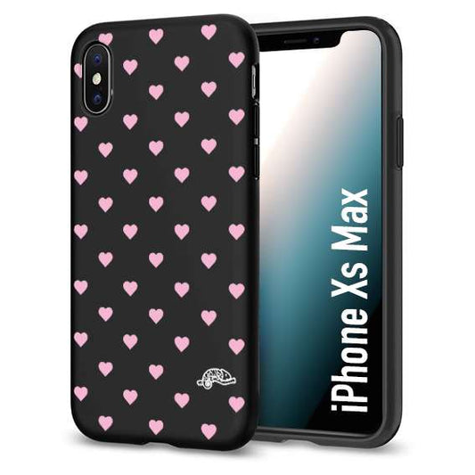 CUSTOMIZZA - Custodia cover nera morbida in tpu compatibile per iPhone Xs Max cuori pois rosa su nero donna pin up vintage