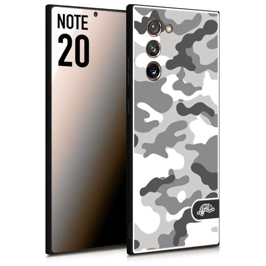 CUSTOMIZZA - Custodia cover nera morbida in tpu compatibile per Samsung NOTE 20 camouflage mimetico militare bianco white