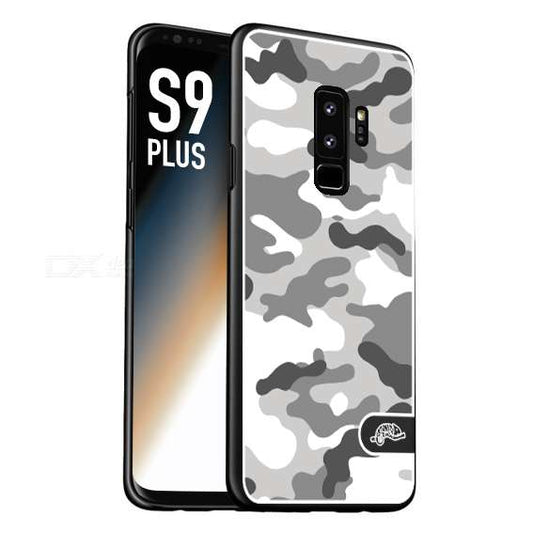 CUSTOMIZZA - Custodia cover nera morbida in tpu compatibile per Samsung S9 PLUS camouflage mimetico militare bianco white