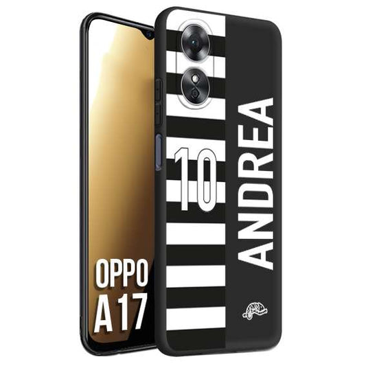 CUSTOMIZZA - Custodia cover nera morbida in tpu compatibile per Oppo A17 personalizzata calcio football nome e numero calciatori bianconera