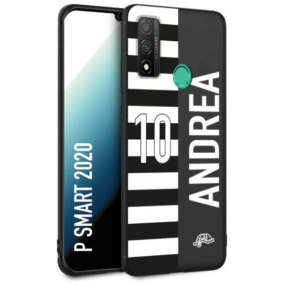 CUSTOMIZZA - Custodia cover nera morbida in tpu compatibile per Huawei P Smart 2020 personalizzata calcio football nome e numero calciatori bianconera