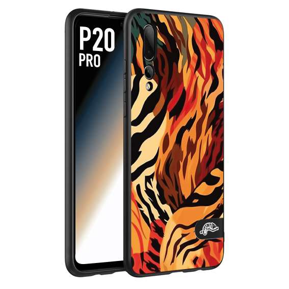 CUSTOMIZZA - Custodia cover nera morbida in tpu compatibile per Huawei P20 PRO leopardato maculato tigrato tiger colorata gialla rossa arancio