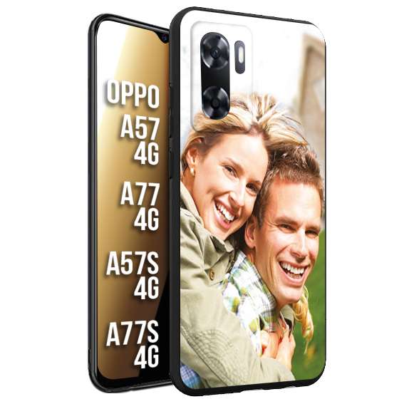 CUSTOMIZZA - Custodia cover nera morbida in tpu compatibile per Oppo A57 - A77 - A57S - A77S (4G) personalizzata con foto immagine scritta a piacere