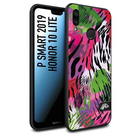 CUSTOMIZZA - Custodia cover nera morbida in tpu compatibile per Huawei P Smart 2019 leopardato tigrato tiger colorata summer color verde fucsia