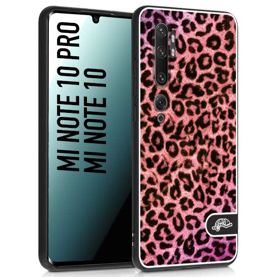CUSTOMIZZA - Custodia cover nera morbida in tpu compatibile per Xiaomi Mi Note 10 - Mi Note 10 Pro leopardato maculato donna rosa leopard