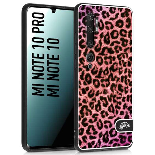 CUSTOMIZZA - Custodia cover nera morbida in tpu compatibile per Xiaomi Mi Note 10 - Mi Note 10 Pro leopardato maculato donna rosa leopard