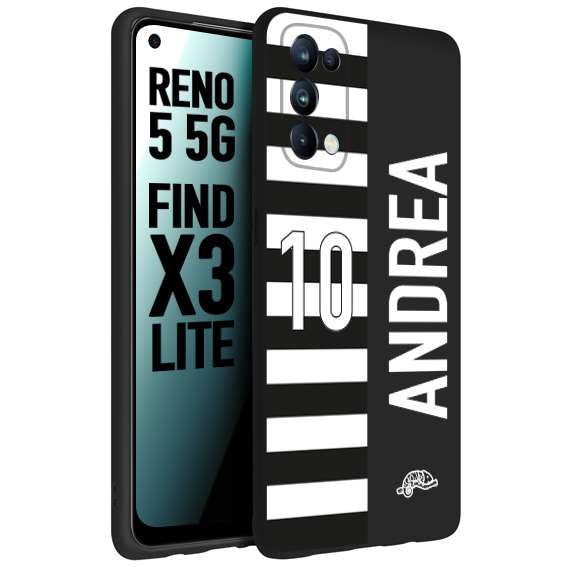 CUSTOMIZZA - Custodia cover nera morbida in tpu compatibile per Oppo Reno 5 5G personalizzata calcio football nome e numero calciatori bianconera