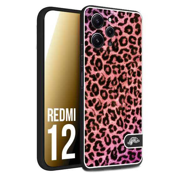 CUSTOMIZZA - Custodia cover nera morbida in tpu compatibile per Xiaomi Redmi 12 leopardato maculato donna rosa leopard