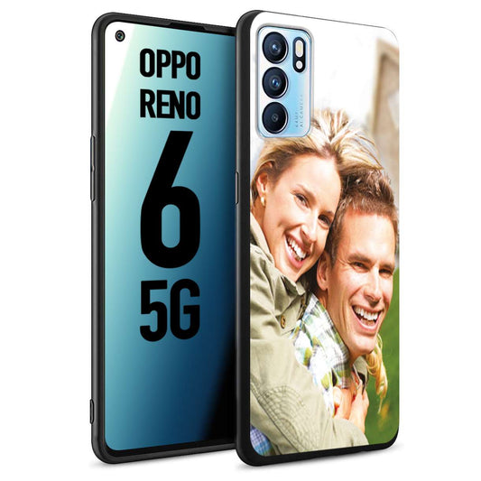 CUSTOMIZZA - Custodia cover nera morbida in tpu compatibile per Oppo Reno 6 5G personalizzata con foto immagine scritta a piacere