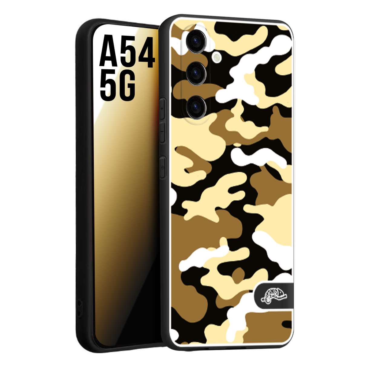 CUSTOMIZZA - Custodia cover nera morbida in tpu compatibile per Samsung A54 5G camouflage mimetico militare giallo desert brown