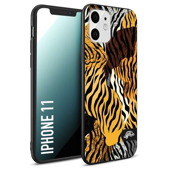 CUSTOMIZZA - Custodia cover nera morbida in tpu compatibile per iPhone 11 leopardato tigrato tiger colorata donna fashion estate