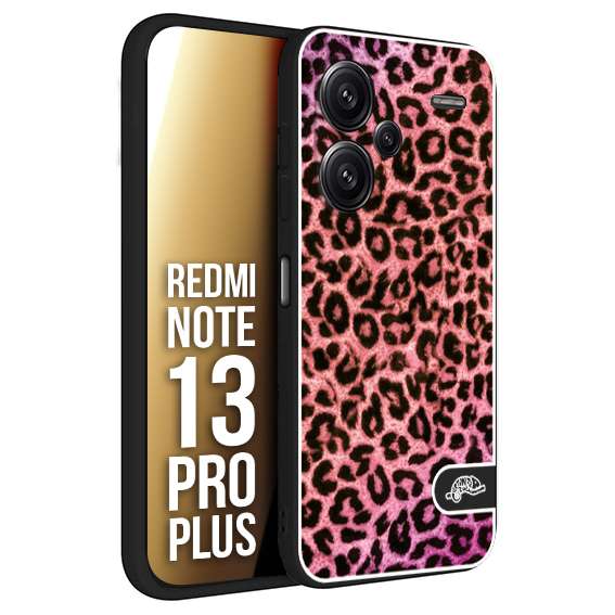 CUSTOMIZZA - Custodia cover nera morbida in tpu compatibile per Xiaomi Redmi Note 13 PRO PLUS leopardato maculato donna rosa leopard