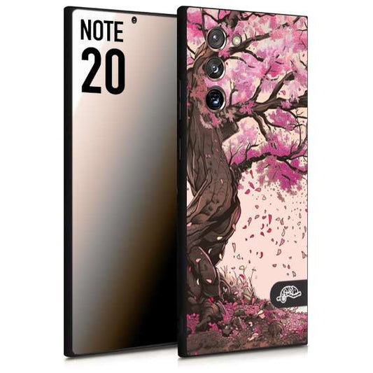 CUSTOMIZZA - Custodia cover nera morbida in tpu compatibile per Samsung NOTE 20 giapponese colori morbidi fiori di ciliegio rosa disegnata