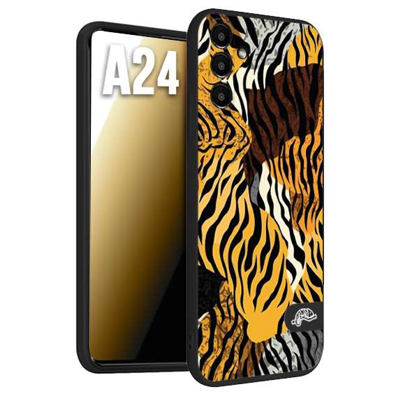 CUSTOMIZZA - Custodia cover nera morbida in tpu compatibile per Samsung A24 leopardato tigrato tiger colorata donna fashion estate