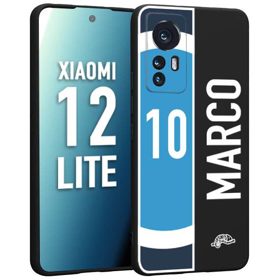 CUSTOMIZZA - Custodia cover nera morbida in tpu compatibile per Xiaomi 12 LITE personalizzata calcio football nome e numero calciatori biancoazzurri bianco celesti