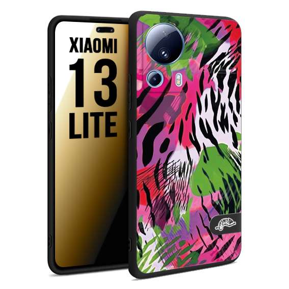 CUSTOMIZZA - Custodia cover nera morbida in tpu compatibile per Xiaomi 13 LITE leopardato tigrato tiger colorata summer color verde fucsia