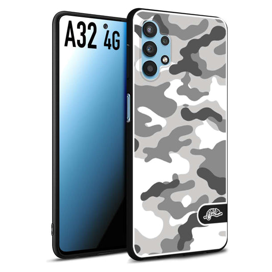 CUSTOMIZZA - Custodia cover nera morbida in tpu compatibile per Samsung A32 4G camouflage mimetico militare bianco white