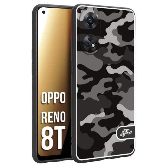 CUSTOMIZZA - Custodia cover nera morbida in tpu compatibile per Oppo Reno 8T camouflage mimetico militare nero black grigio