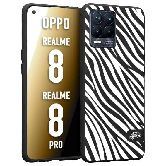 CUSTOMIZZA - Custodia cover nera morbida in tpu compatibile per Oppo Realme 8 - 8 PRO zebrata maculata a rilievo soft touch donna bianca