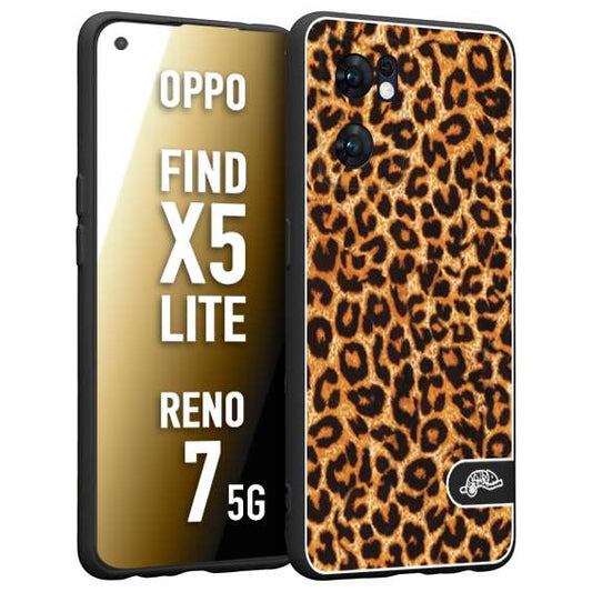 CUSTOMIZZA - Custodia cover nera morbida in tpu compatibile per Oppo Reno 7 - Find X5 LITE leopardato maculato donna marrone leopard brown