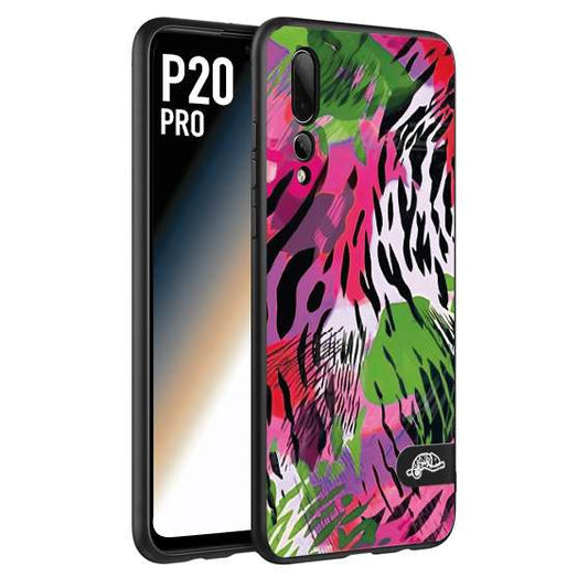 CUSTOMIZZA - Custodia cover nera morbida in tpu compatibile per Huawei P20 PRO leopardato tigrato tiger colorata summer color verde fucsia