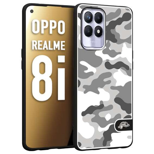 CUSTOMIZZA - Custodia cover nera morbida in tpu compatibile per Oppo Realme 8i camouflage mimetico militare bianco white