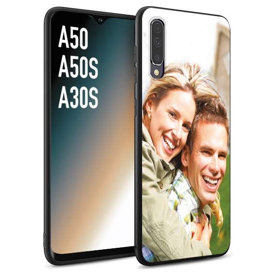 CUSTOMIZZA - Custodia cover nera morbida in tpu compatibile per Samsung A50 - A50S - A30S personalizzata con foto immagine scritta a piacere