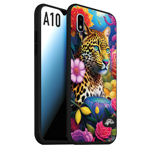 CUSTOMIZZA - Custodia cover nera morbida in tpu compatibile per Samsung A10 fiori astratti donna flower fantasia leopardo ghepardo animali colorati