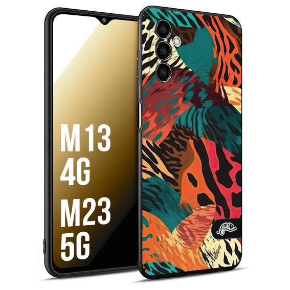 CUSTOMIZZA - Custodia cover nera morbida in tpu compatibile per Samsung M13 4G - M23 5G leopardato tigrato tiger colorata summer arancio verde fucsia