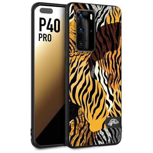 CUSTOMIZZA - Custodia cover nera morbida in tpu compatibile per Huawei P40 PRO leopardato tigrato tiger colorata donna fashion estate