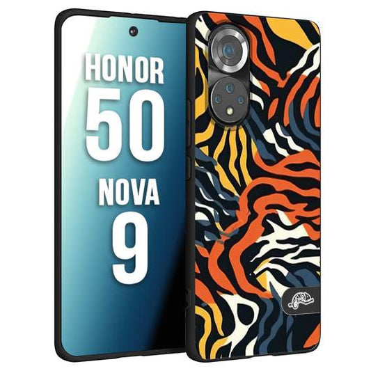 CUSTOMIZZA - Custodia cover nera morbida in tpu compatibile per Huawei Nova 9 - Honor 50 leopardato maculato tigrato tiger colorata gialla blu arancio