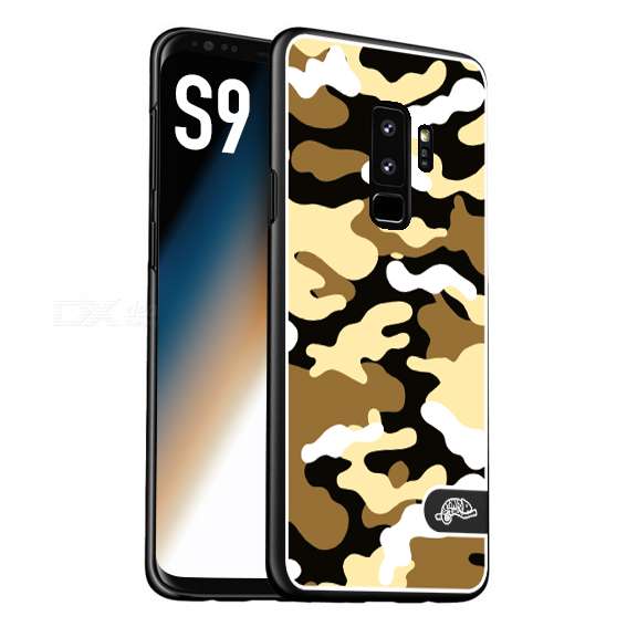 CUSTOMIZZA - Custodia cover nera morbida in tpu compatibile per Samsung S9 camouflage mimetico militare giallo desert brown