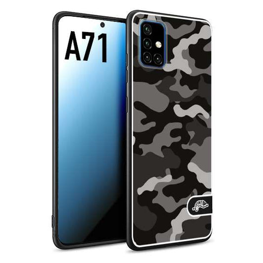 CUSTOMIZZA - Custodia cover nera morbida in tpu compatibile per Samsung A71 camouflage mimetico militare nero black grigio