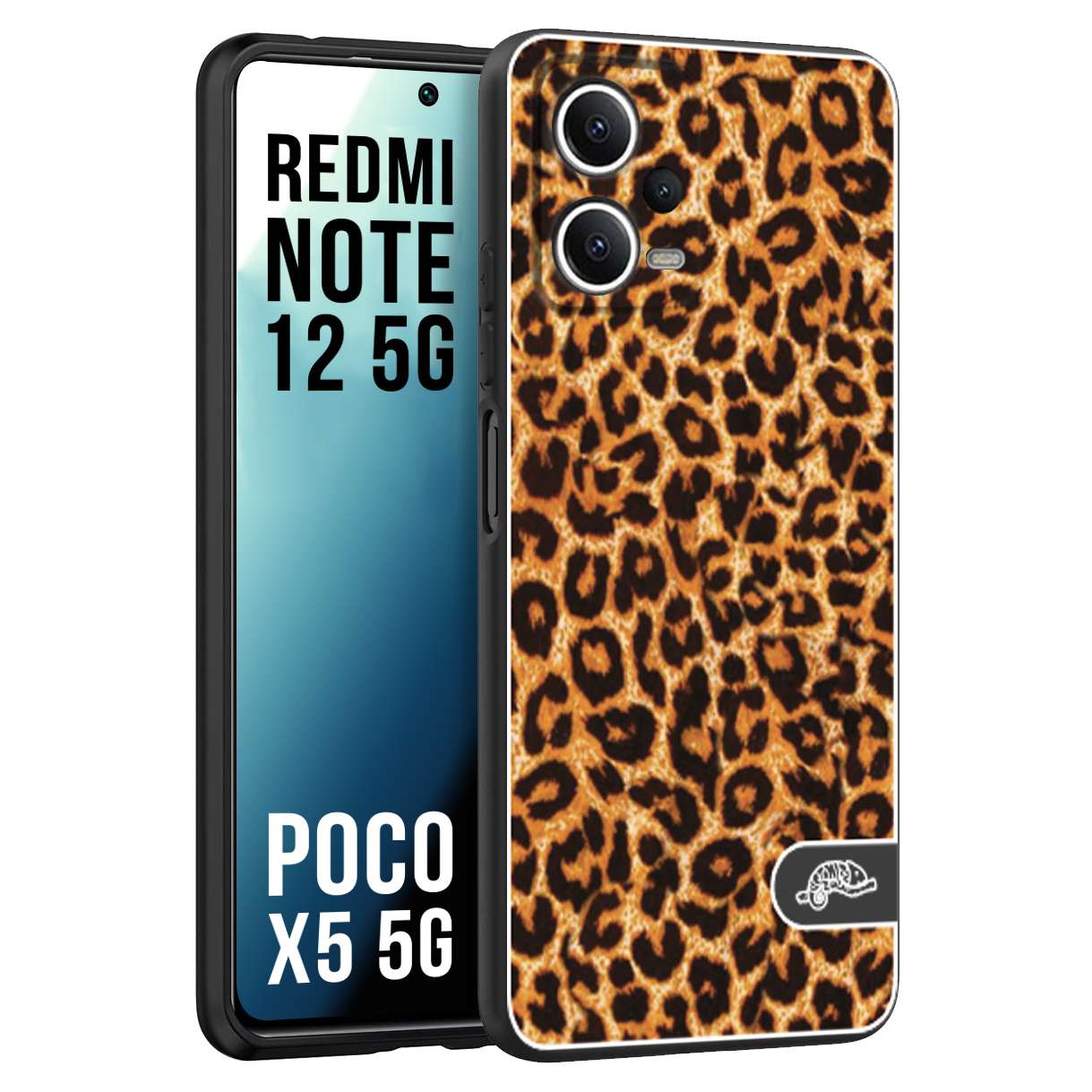 CUSTOMIZZA - Custodia cover nera morbida in tpu compatibile per Xiaomi Redmi Note 12 - POCO X5 5G leopardato maculato donna marrone leopard brown